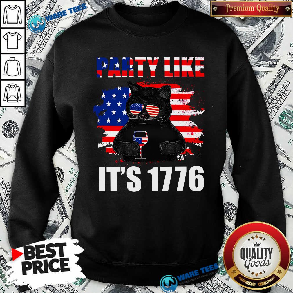 Black Cat Party Like Its 1776 Shirt