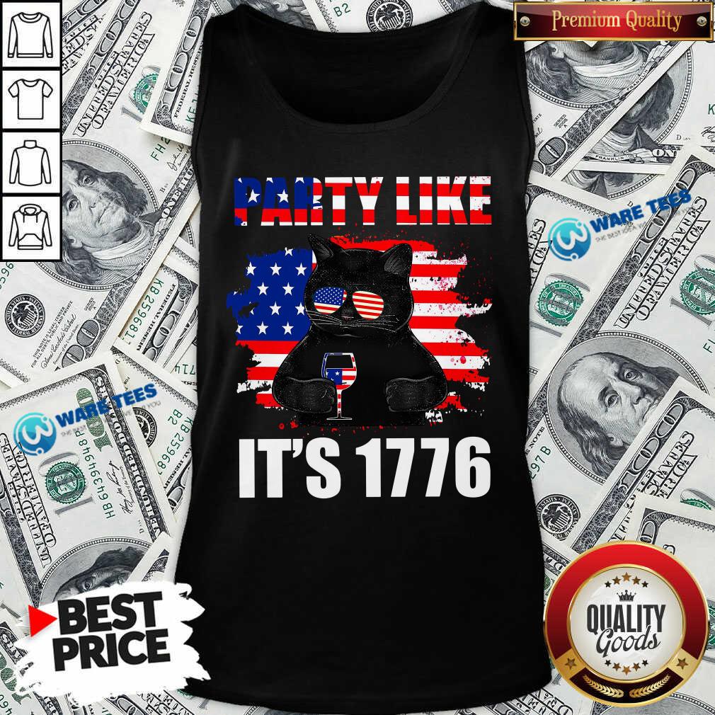 Black Cat Party Like Its 1776 Shirt