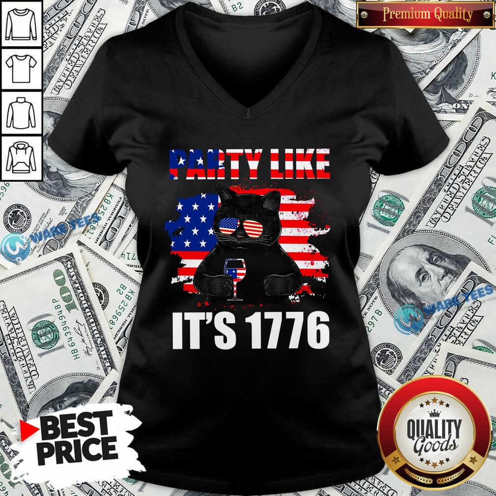 Black Cat Party Like Its 1776 Shirt