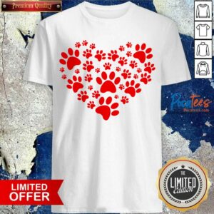 Official Heart Paw Print Dog Love Valentines Day Gift Shirt