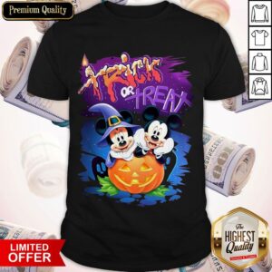 Nice Minnie And Mickey Mouse Trick Or Treat Happy Halloween Shirt