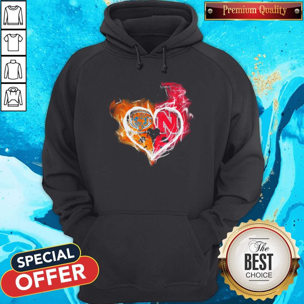 Chicago Bears And Nebraska Cornhuskers Heart Fire Shirt
