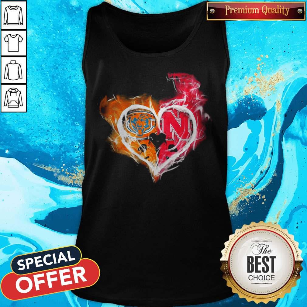 Chicago Bears And Nebraska Cornhuskers Heart Fire Shirt
