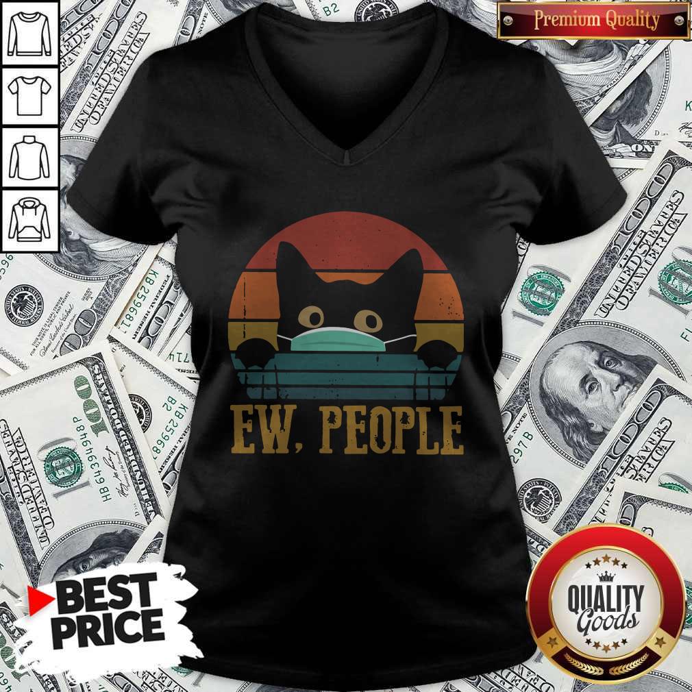 Cute Black Cat Face Mask Ew People Vintage Shirt