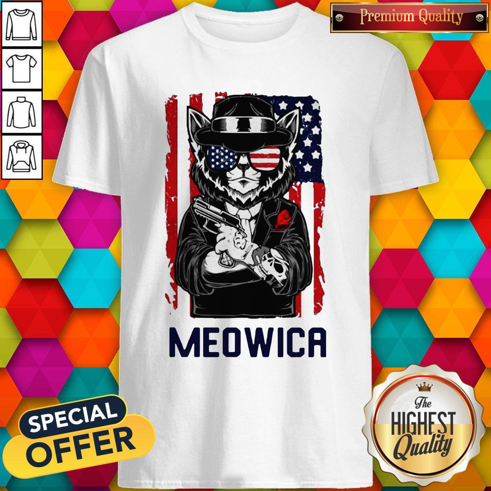 Cute Meowica 14th of July Independence Day Flag Shirt