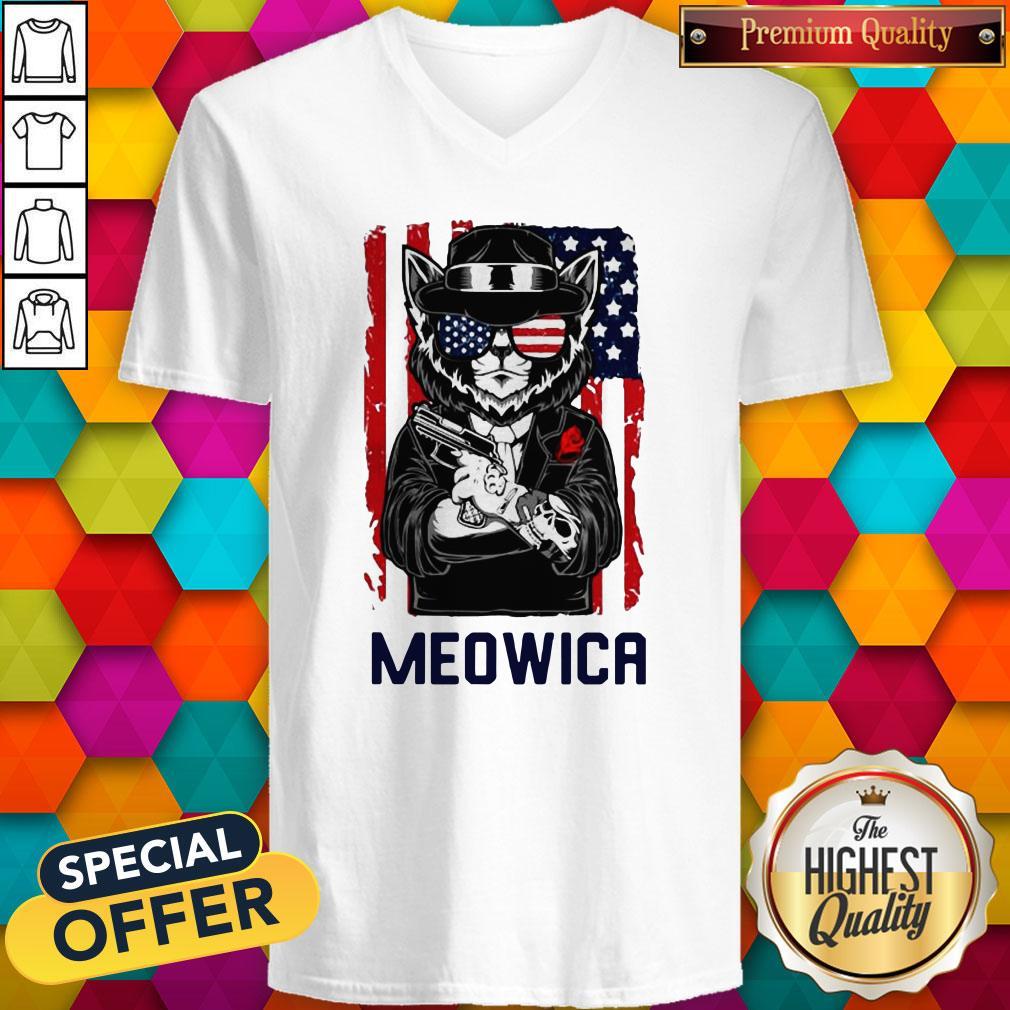 Cute Meowica 14th of July Independence Day Flag Shirt