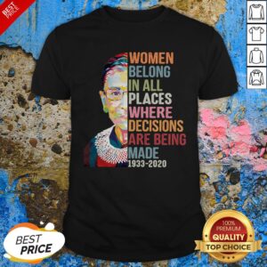 Ruth Bader Ginsburg Women Belong In All Places Where Decisions Are Being Made 1993 2020 Shirt