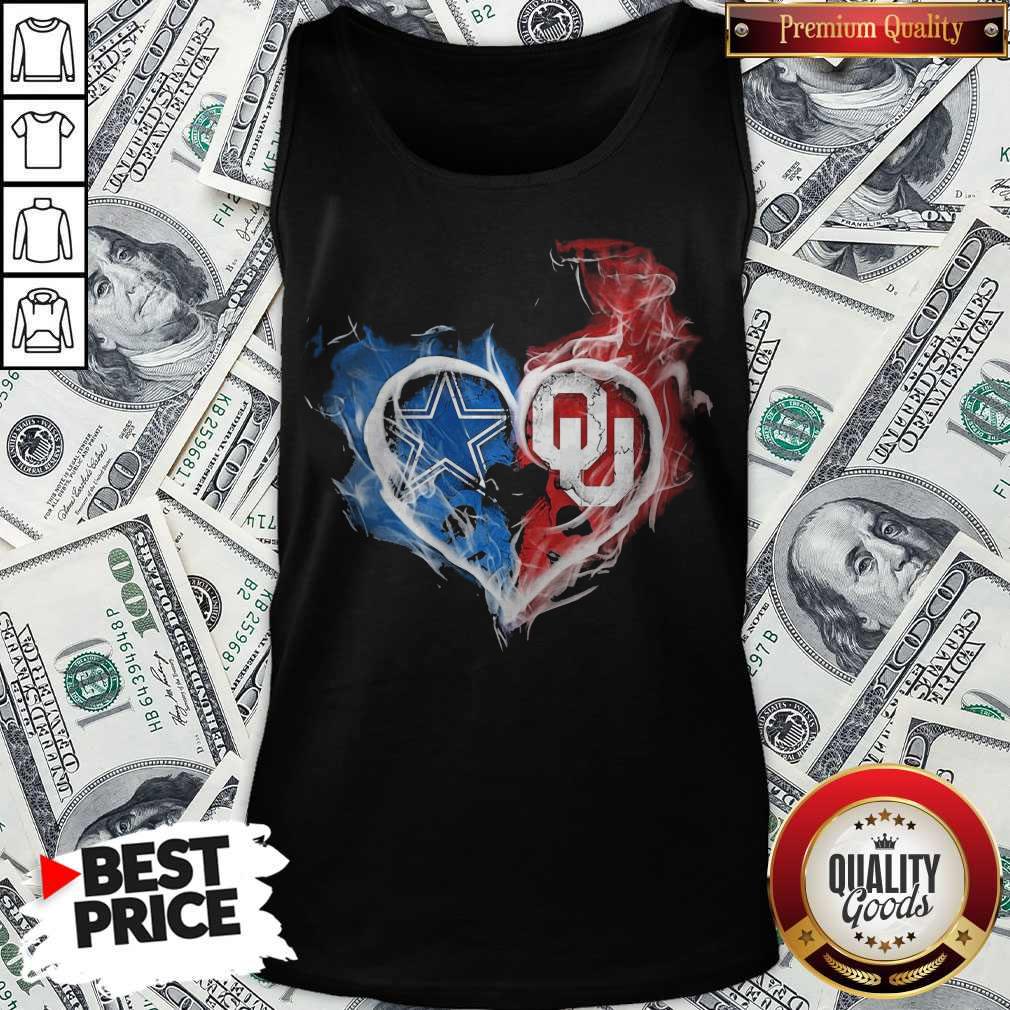 Dallas Cowboy And Oklahoma Sooners Heart Fire Shirt