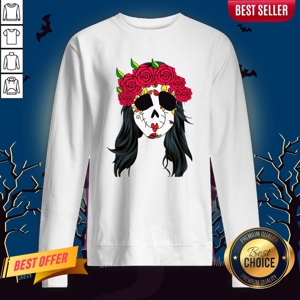 Day Of Dead Mask Lady Skull Halloween Muertos Shirt
