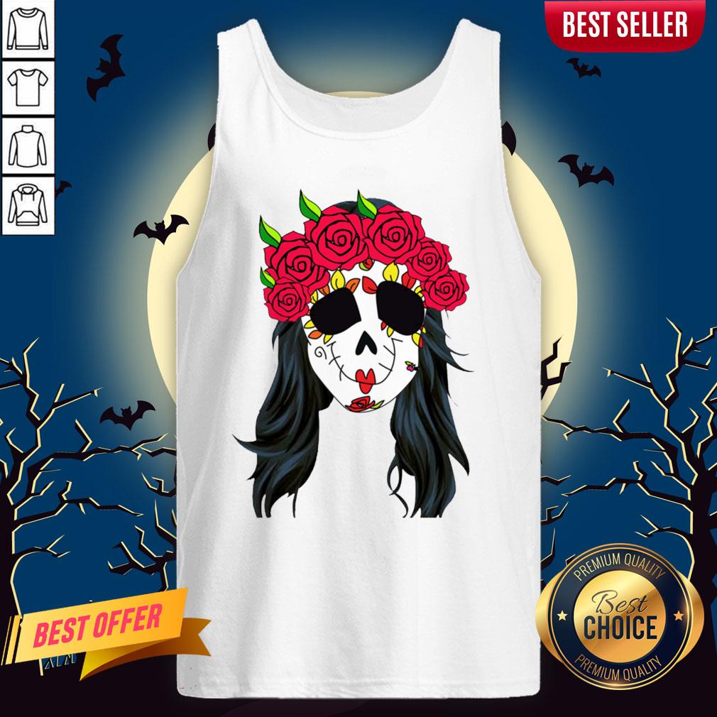Day Of Dead Mask Lady Skull Halloween Muertos Shirt