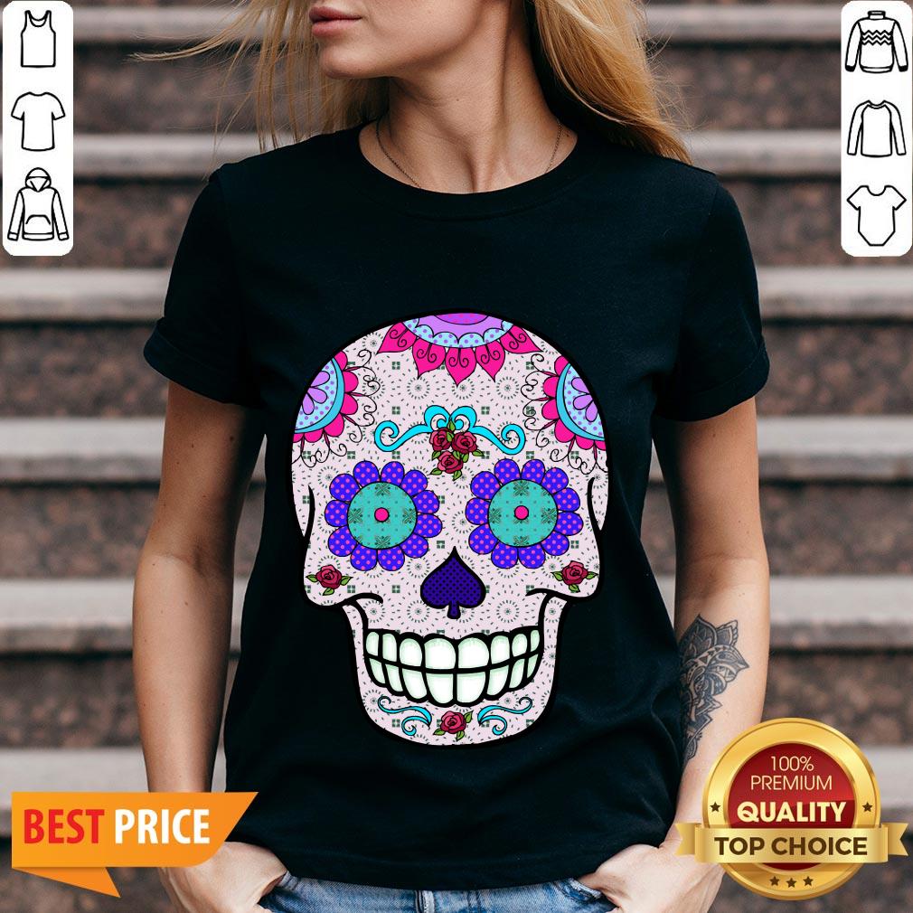Day of the Dead Sugar Skull Purple Eyes T-Shirt
