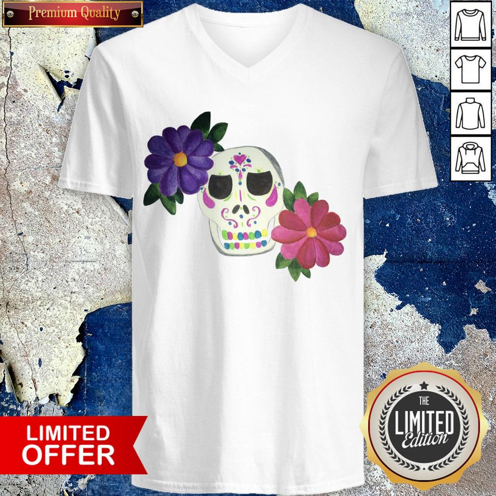 Day Of The Dead Sugar Skull With Flower Shirt