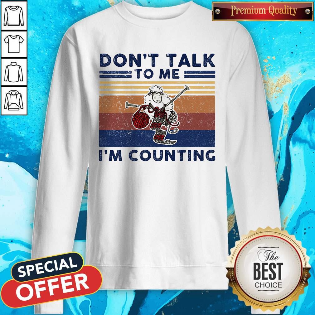 Don’t Talk To Me I’m Counting Original Sheep Knitting Vintage Retro Shirt
