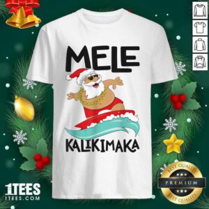 Hot Mele Kalikimaka Hawaiian Christmas Hawaii Surfing Santa Shirt