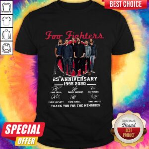 Official Foo Fighters 25th Anniversary 1995 2020 Thanks You For The Memories Signatures Shirt