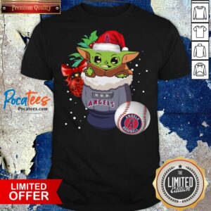 Awesome Los Angeles Angels Christmas Baby Yoda Star Wars Funny Happy MLB T-Shirt