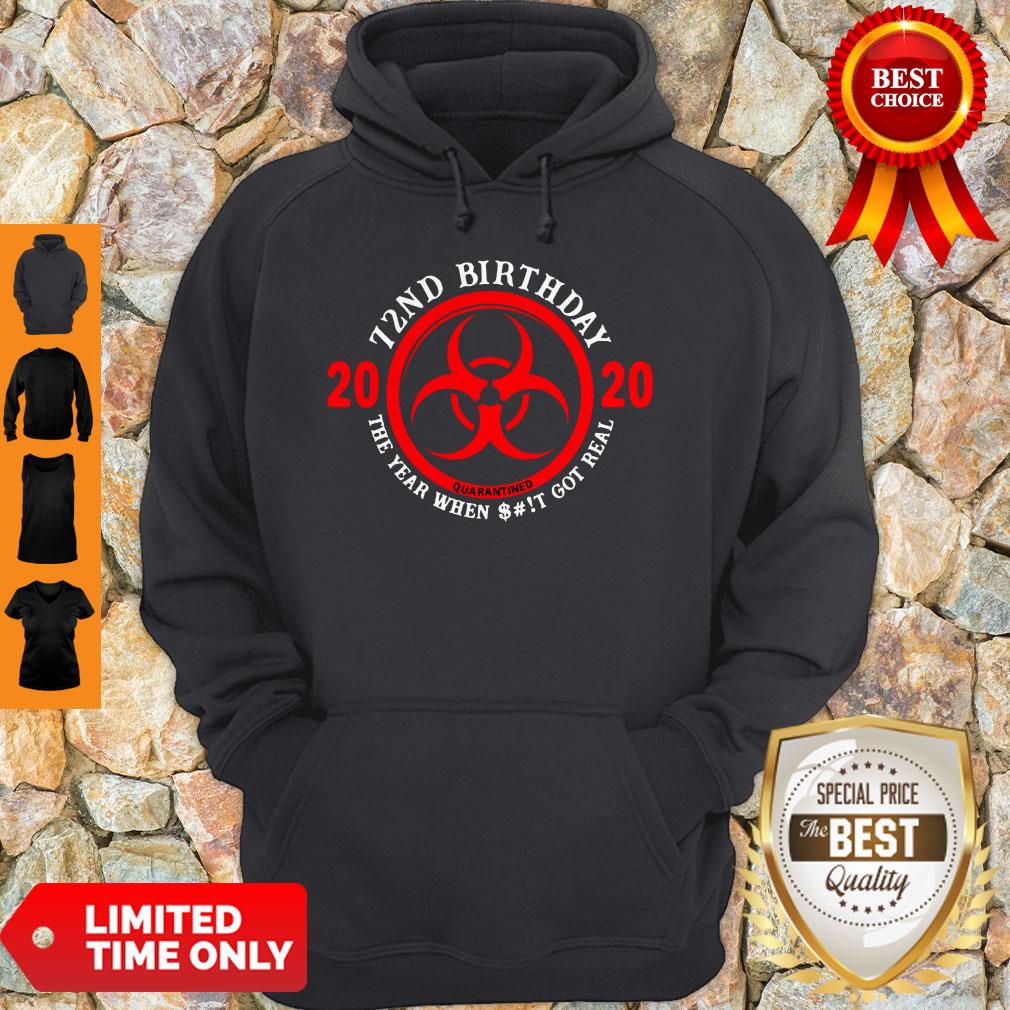 Nice 72nd Birthday 2020 Quarantine The Year When Shit Got Real Quarantine Shirt