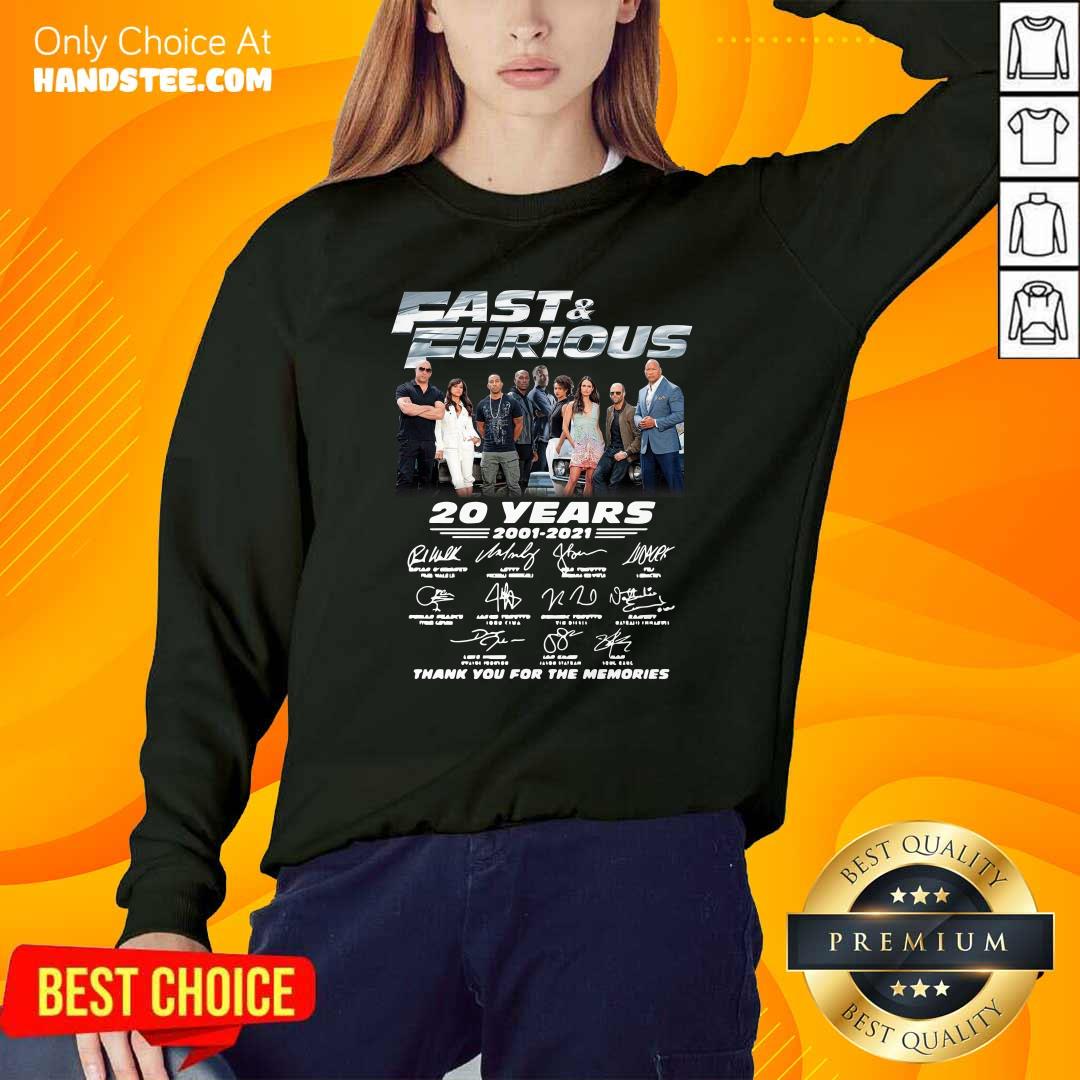 Fast And Furious 20 Years 2001 2021 Signatures Thank You For The Memories Shirt