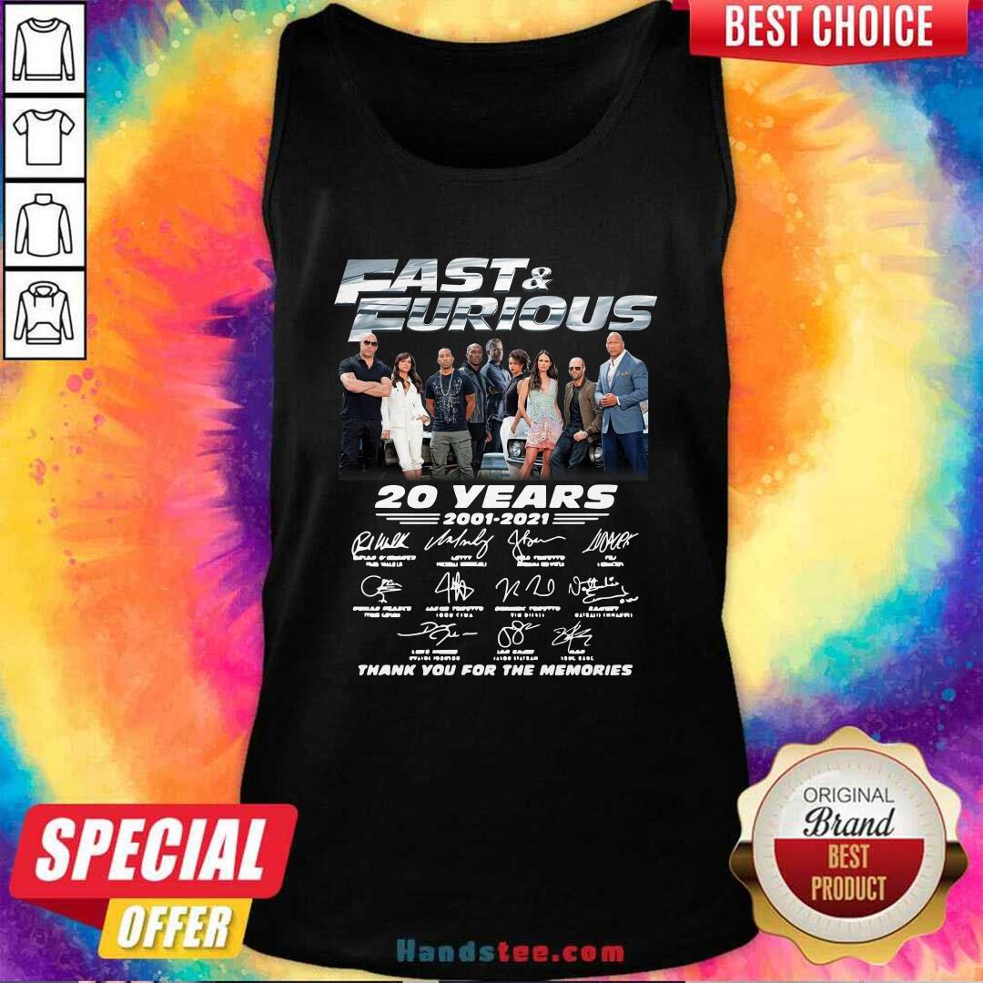 Fast And Furious 20 Years 2001 2021 Signatures Thank You For The Memories Shirt