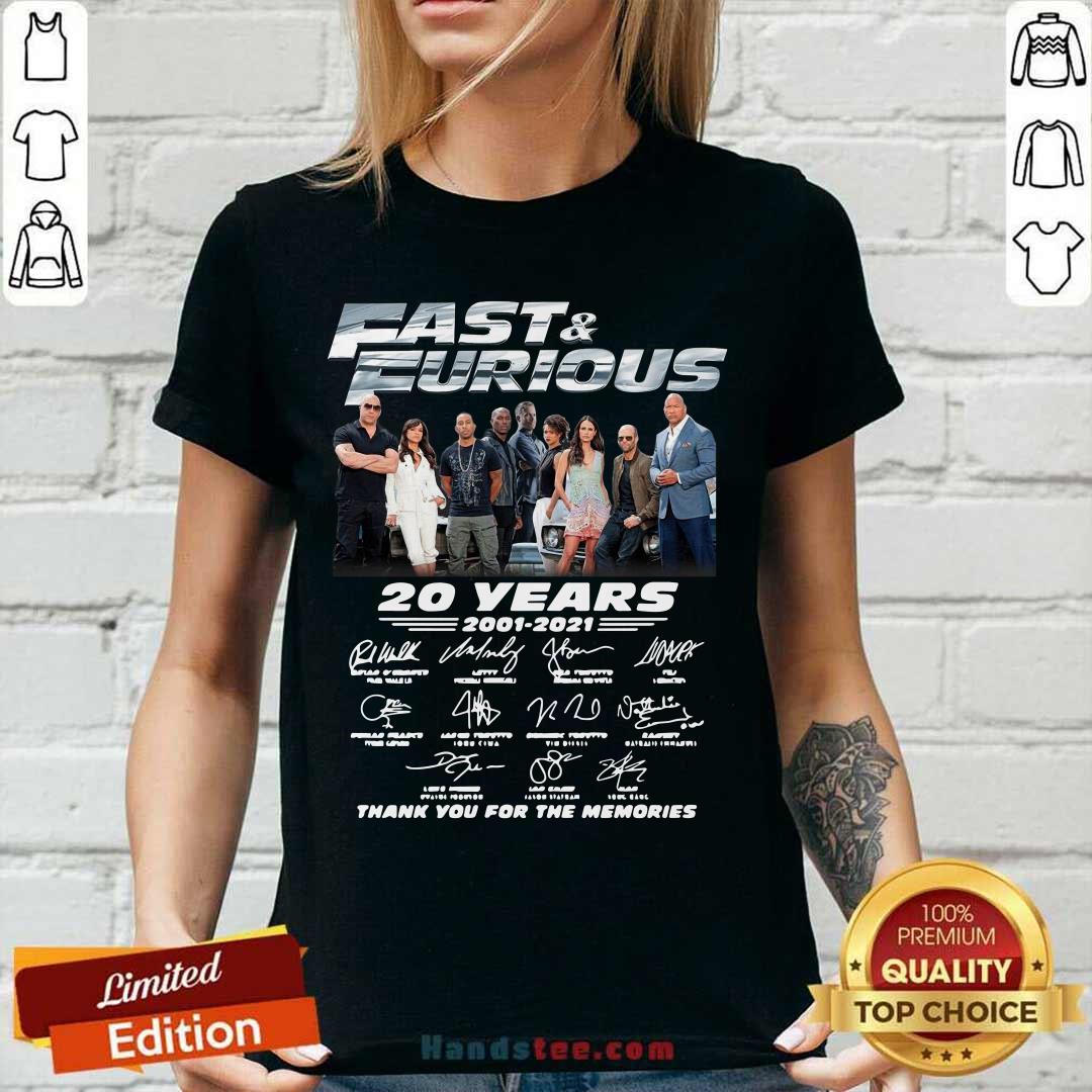 Fast And Furious 20 Years 2001 2021 Signatures Thank You For The Memories Shirt