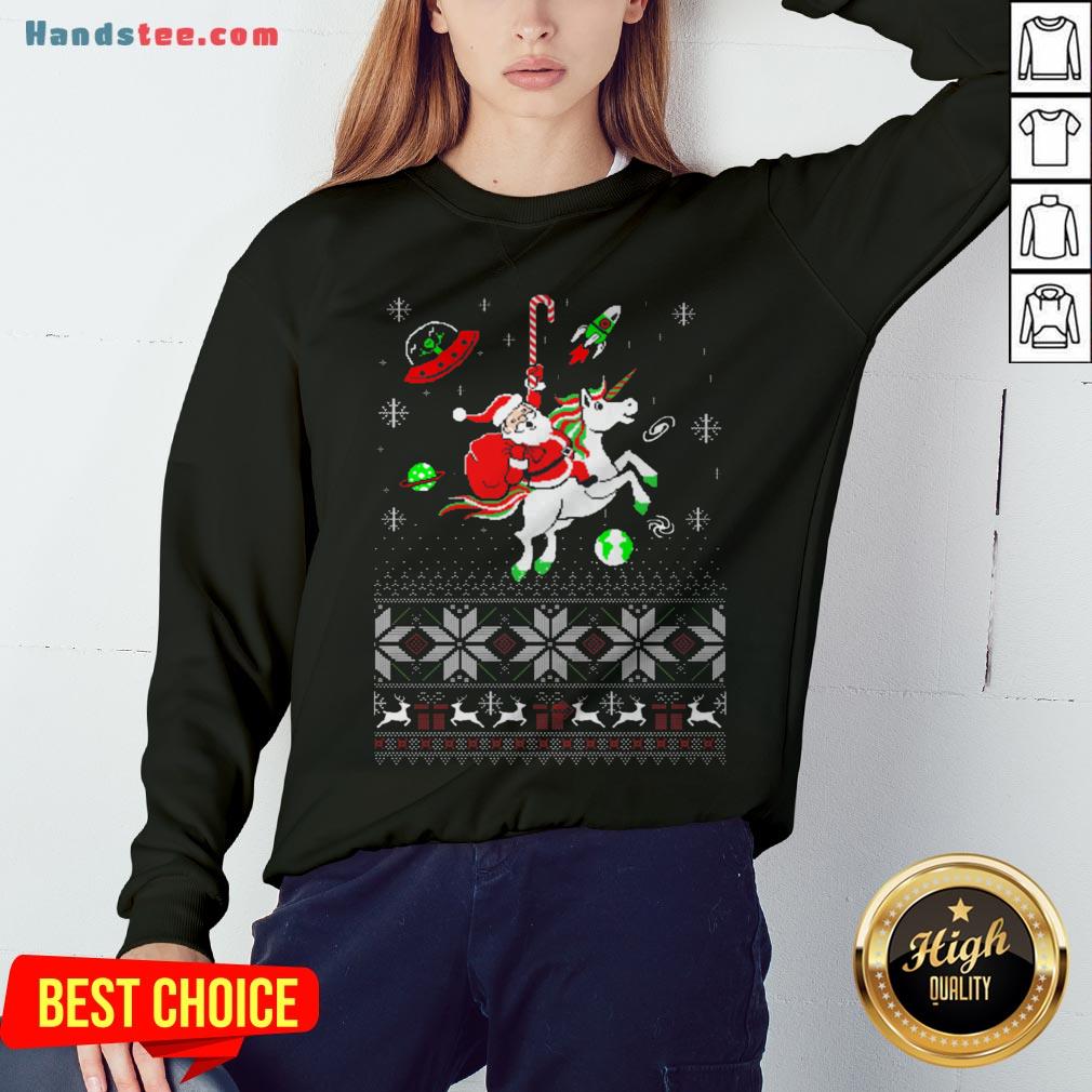 Colorful Santa Unicorn Ugly Christmas Shirt