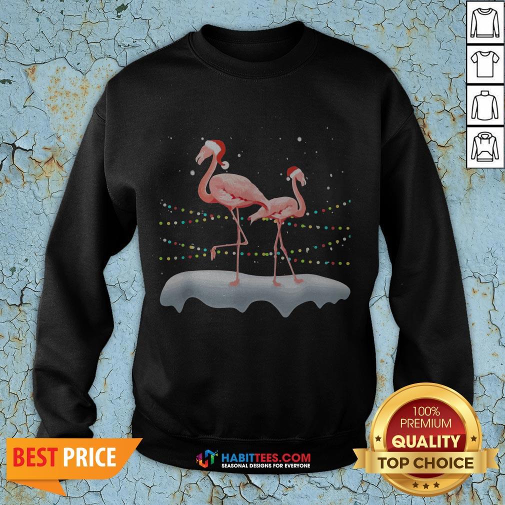 Flamingo Santa Hat Xmas Light Christmas Shirt