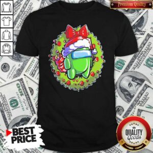 Nice Green Among Us Hat Santa Happy Merry Christmas Shirt
