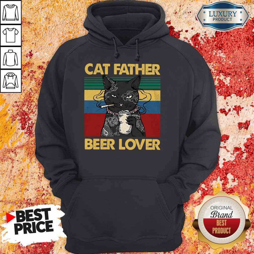 Funny Cat Father Smoking Beer Lover Vintage Retro Shirt