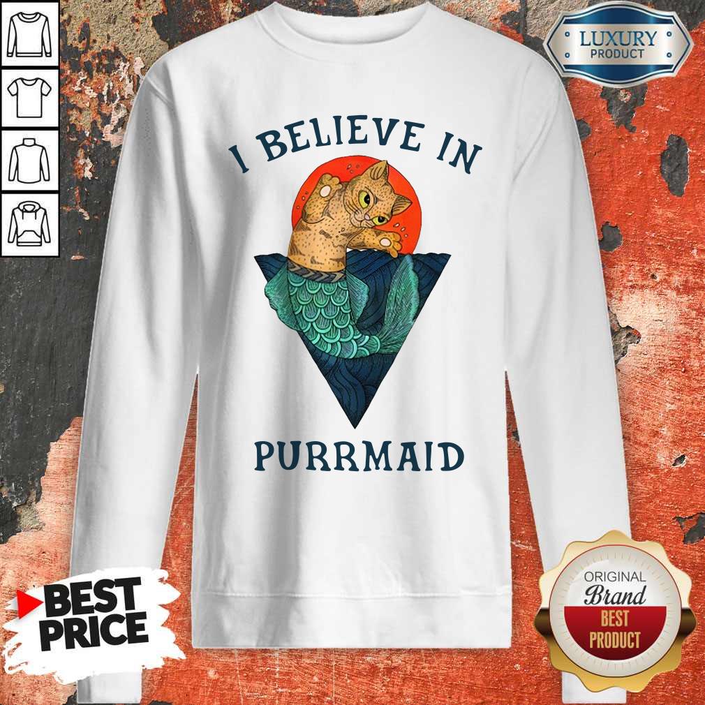 Funny Cat I Believe In Purrmaid Sunset Shirt