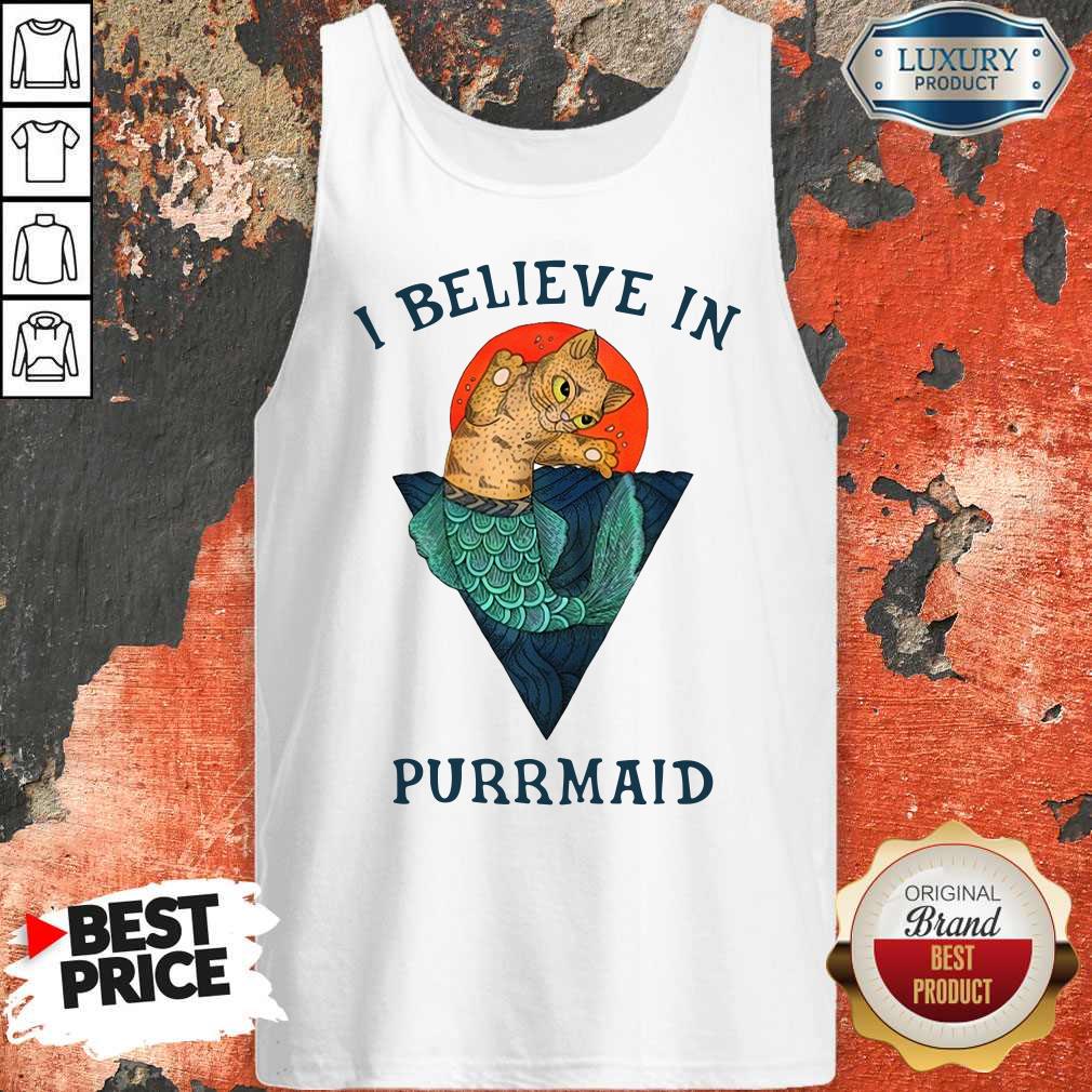 Funny Cat I Believe In Purrmaid Sunset Shirt
