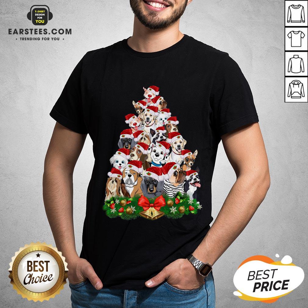 Funny Dogs Tree Merry Christmas Shirt