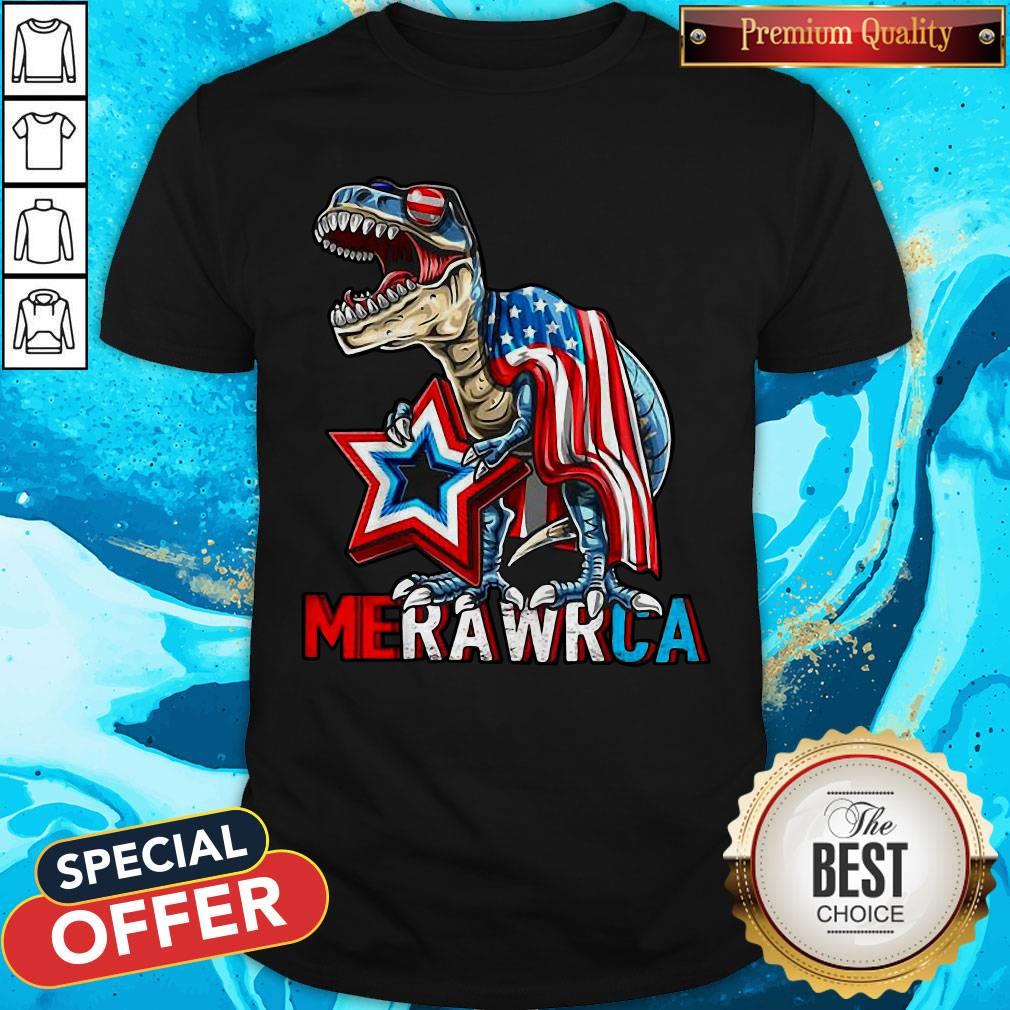 Funny Merica T-Rex Dinosaur 4TH Of July American Flag Shirt