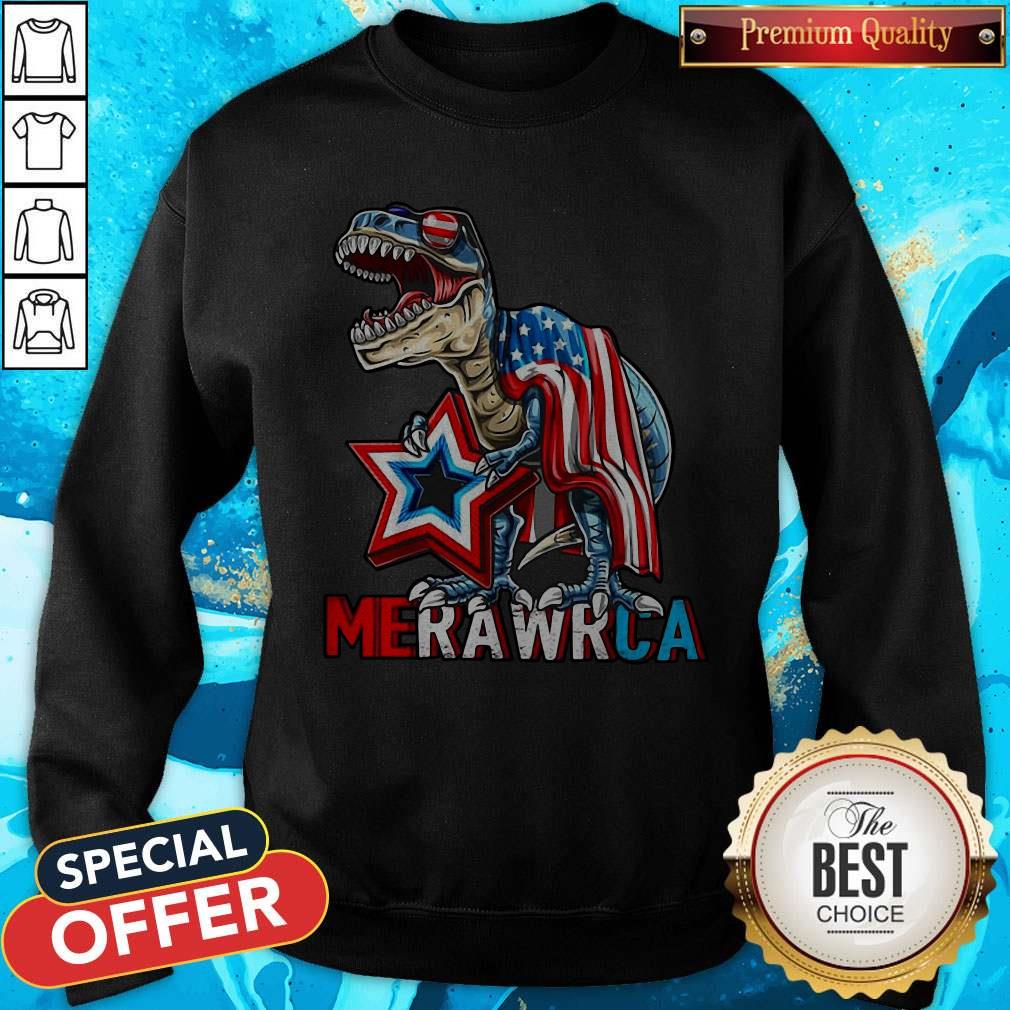 Funny Merica T-Rex Dinosaur 4TH Of July American Flag Shirt