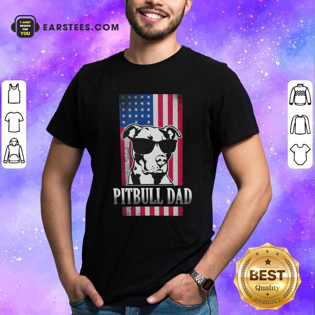 Funny Pitbull Dad American Flag Shirt