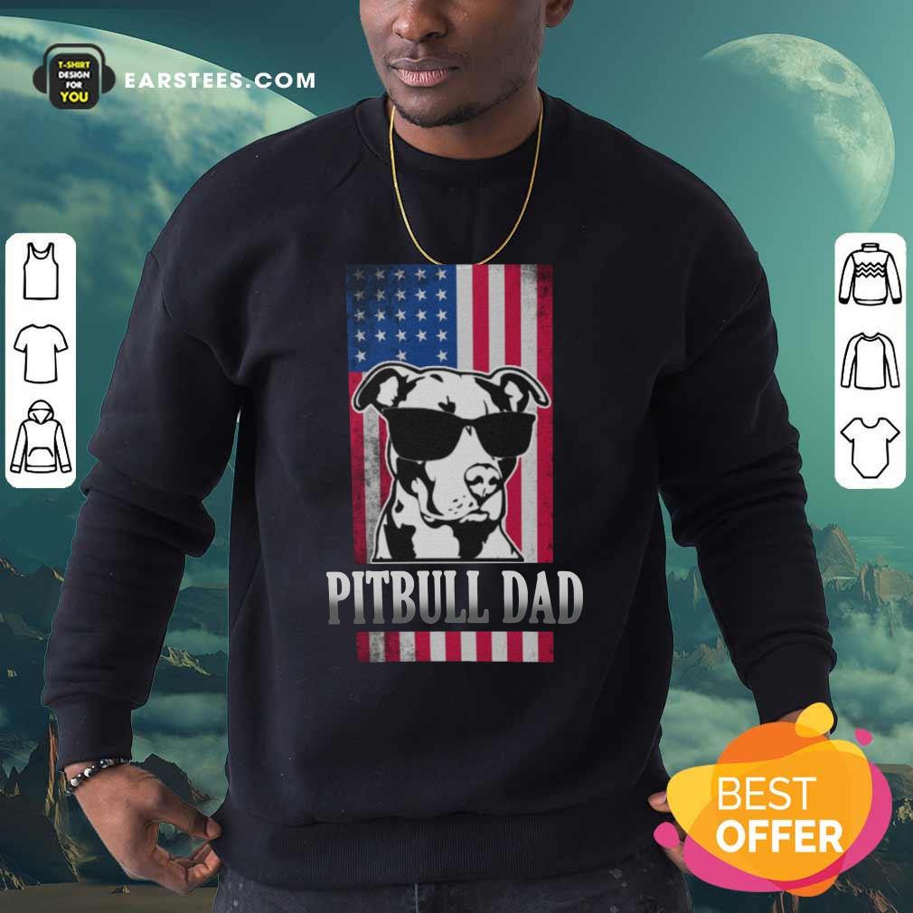 Funny Pitbull Dad American Flag Shirt