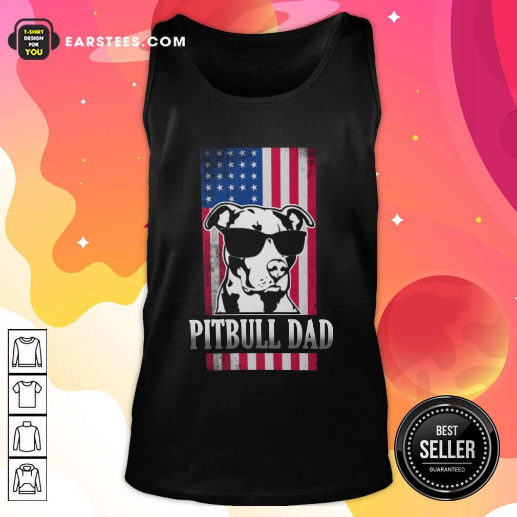 Funny Pitbull Dad American Flag Shirt