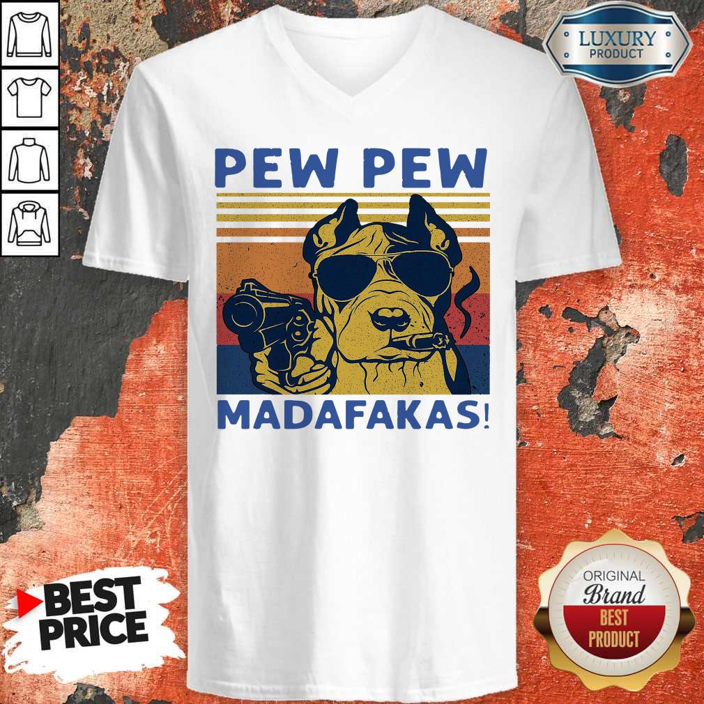 Funny Pitbull Pew Pew Madafakas Vintage T-Shirt