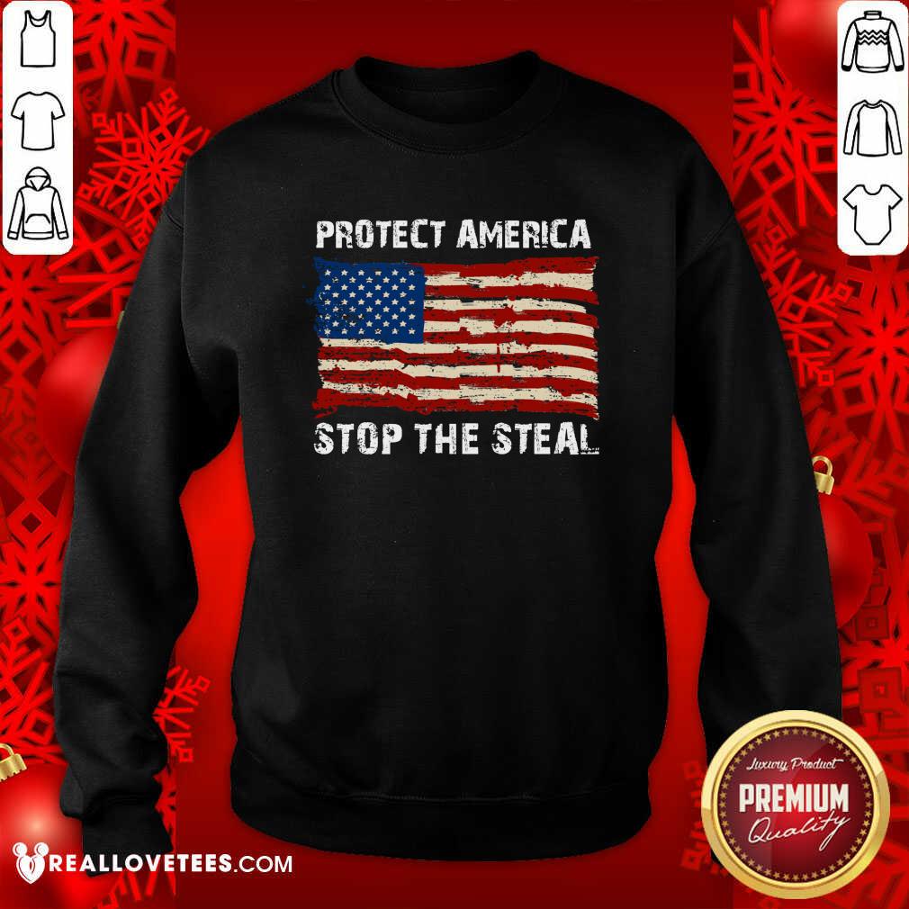 Funny Protect America Stop The Steal Voter Fraud Trump 2020 Us Flag Shirt