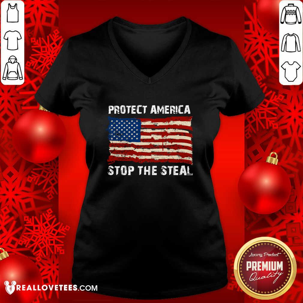Funny Protect America Stop The Steal Voter Fraud Trump 2020 Us Flag Shirt
