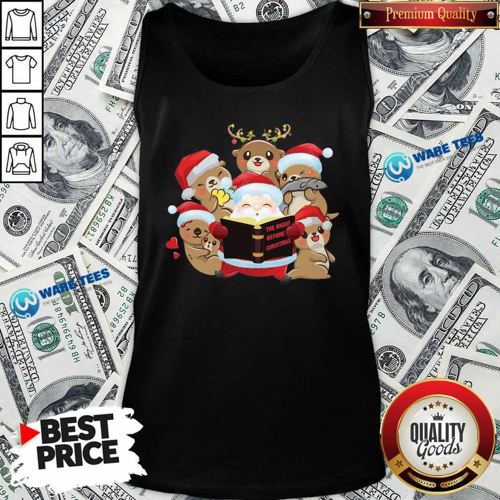 Funny Santa And Sloth Reindeer The Night Before Christmas Shirt