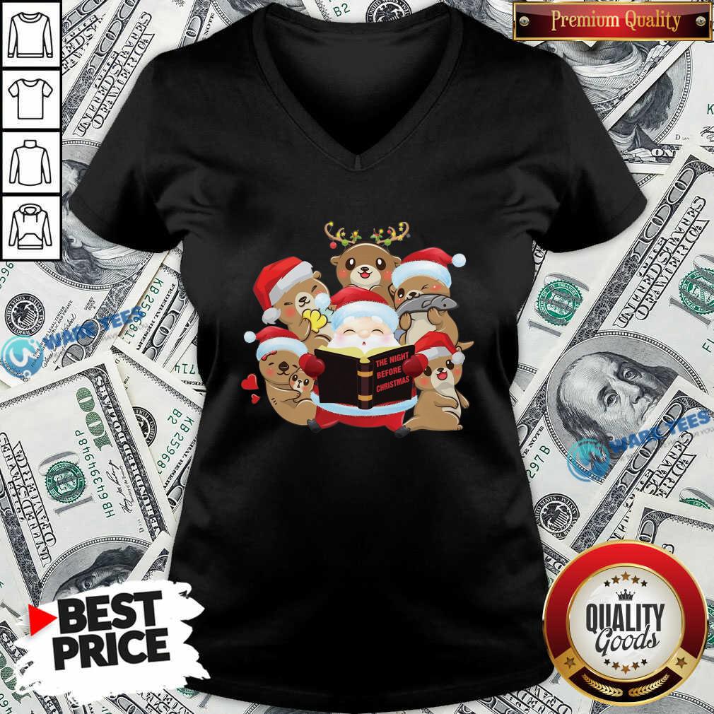 Funny Santa And Sloth Reindeer The Night Before Christmas Shirt