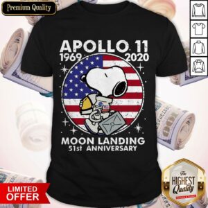 Good Snoopy American Flag Apollo 11 1969 2020 Moon Landing 51st Anniversary Shirt