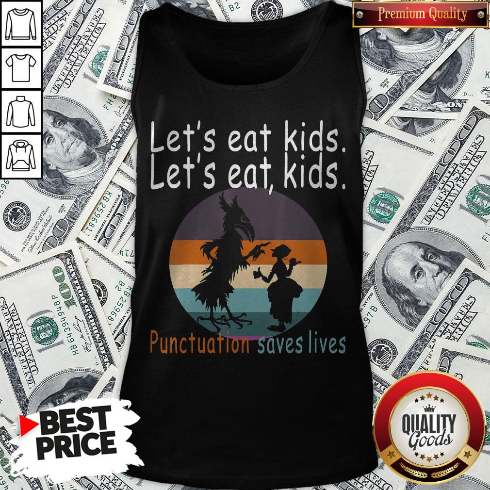 Lets Eat Kids Punctuation Saves Lives Teacher Halloween Vintage Retro Shirt
