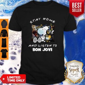 Nice Snoopy Woodstock Mask Stay Home And Listen To Bon Jovi Shirt