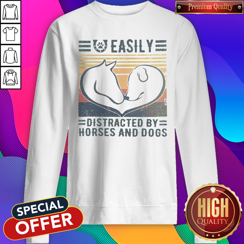 Good Easily Distracted By Horses And Dogs Vintage Shirt