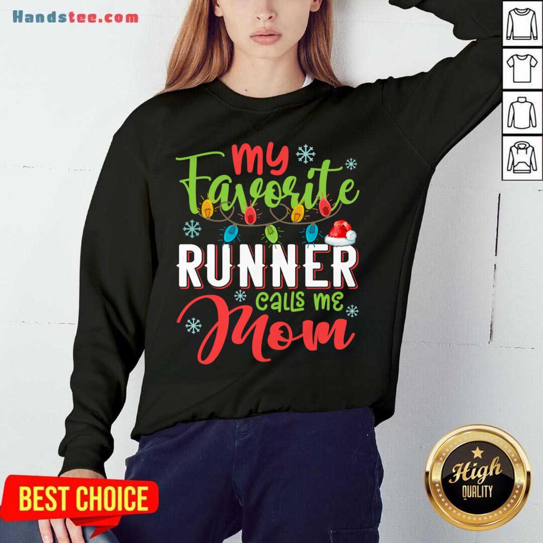 Good My Favorite Runner Calls Me Mom Xmas Light Christmas Gift Shirt