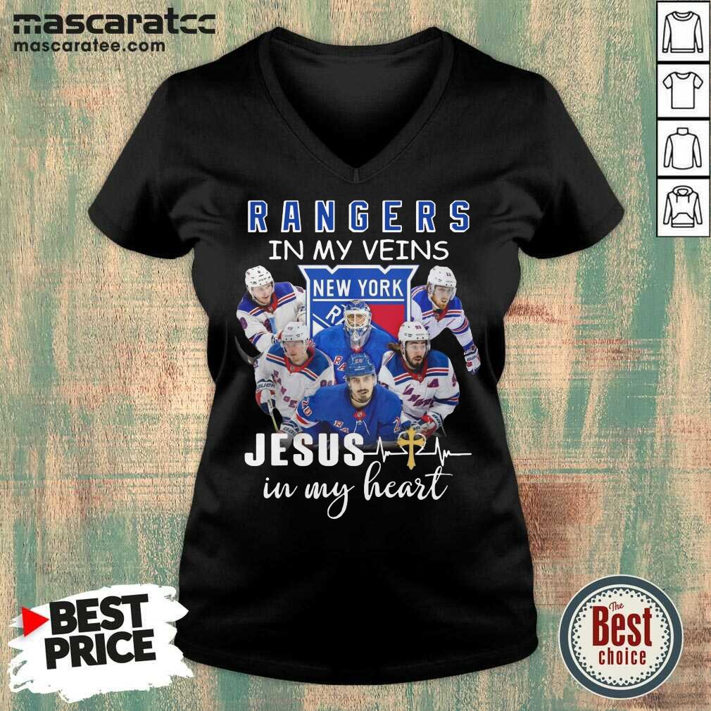 Good New York Rangers In My Veins Jesus In My Heart Shirt