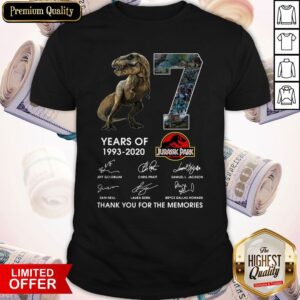 Official 27 Years Of 1993 2020 Jurassic Park Thank You For The Memories Signatures Shirt