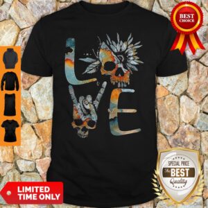 Official Love Skull Sunflower Rock And Roll Shirt