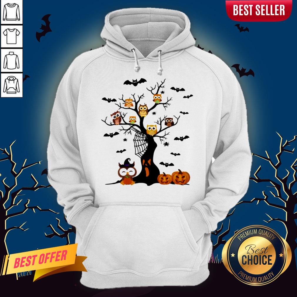 Halloween Tree Owls Witch Pumpkin Shirt